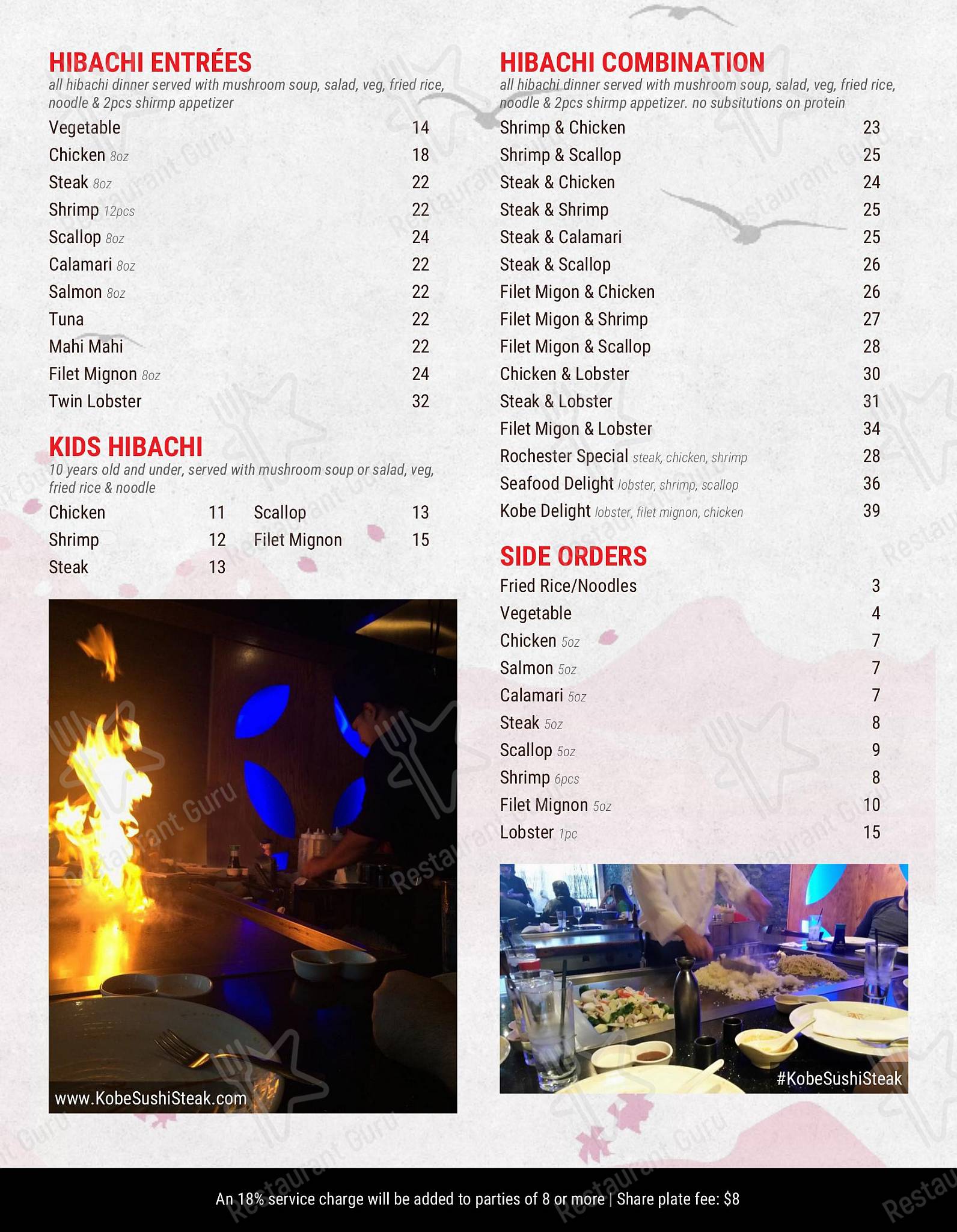 Коктейльная карта ресторана Kobe Japanese Steakhouse & Sushi Bar
