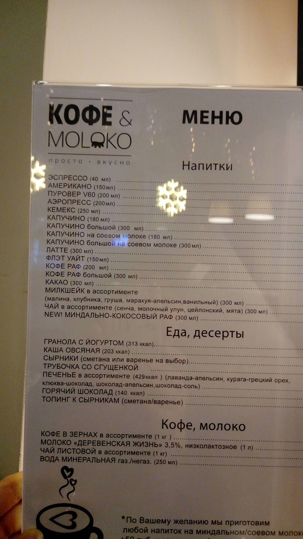 Кофе & Moloko меню