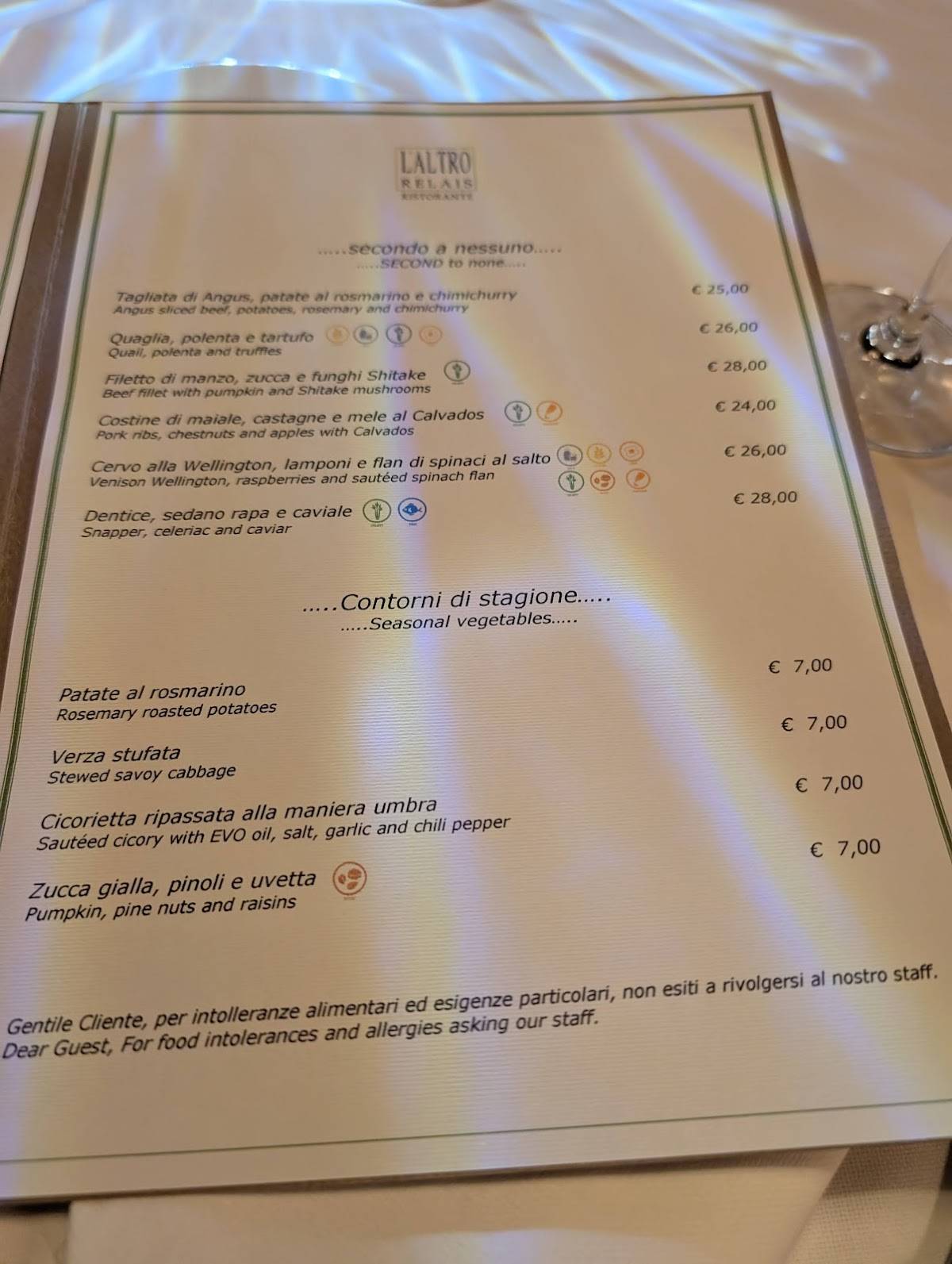 L'Altro Relais Ristorante меню
