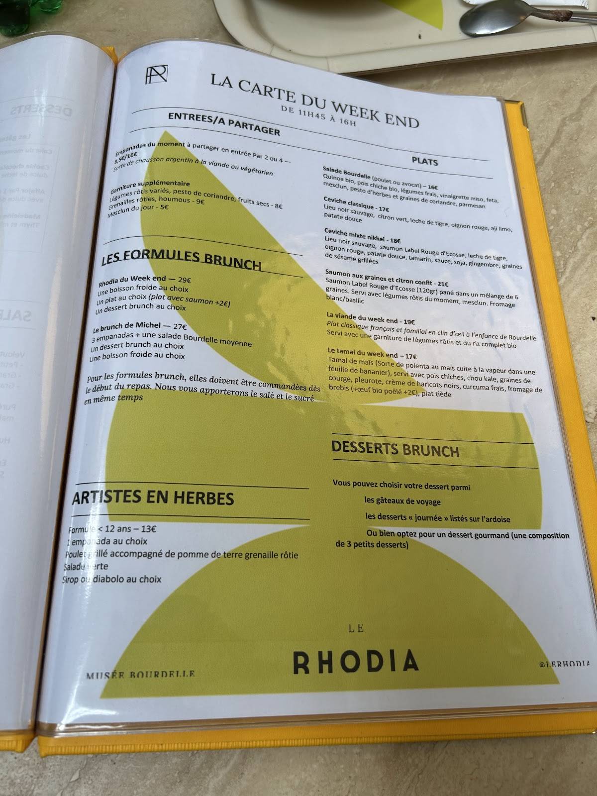 LE RHODIA меню