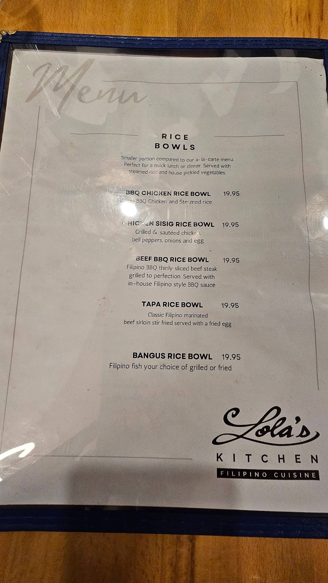 LOLA'S KITCHEN Filipino Restaurant меню
