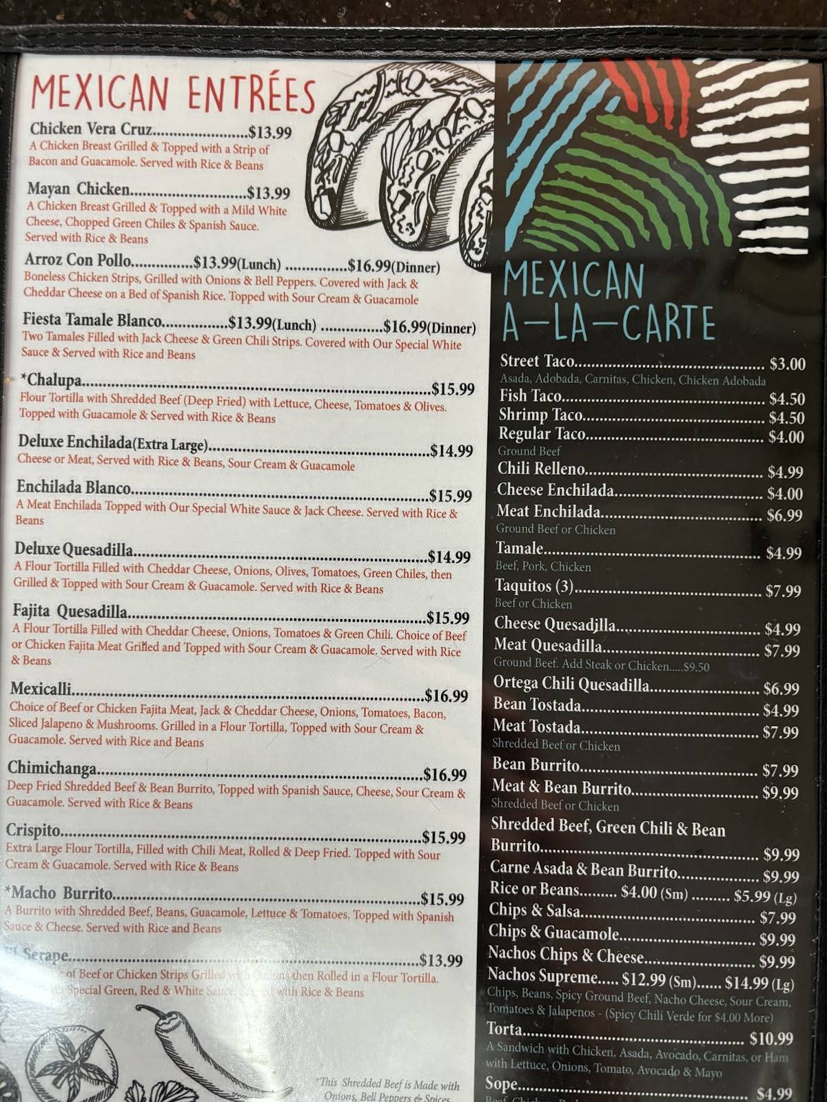 La Fiesta Mexican Restaurant меню