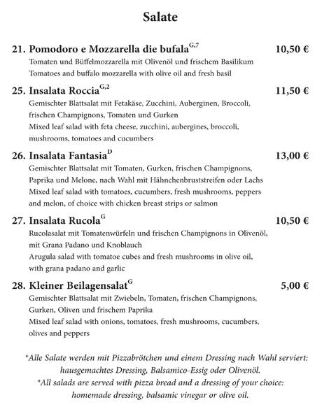 La Roccia меню