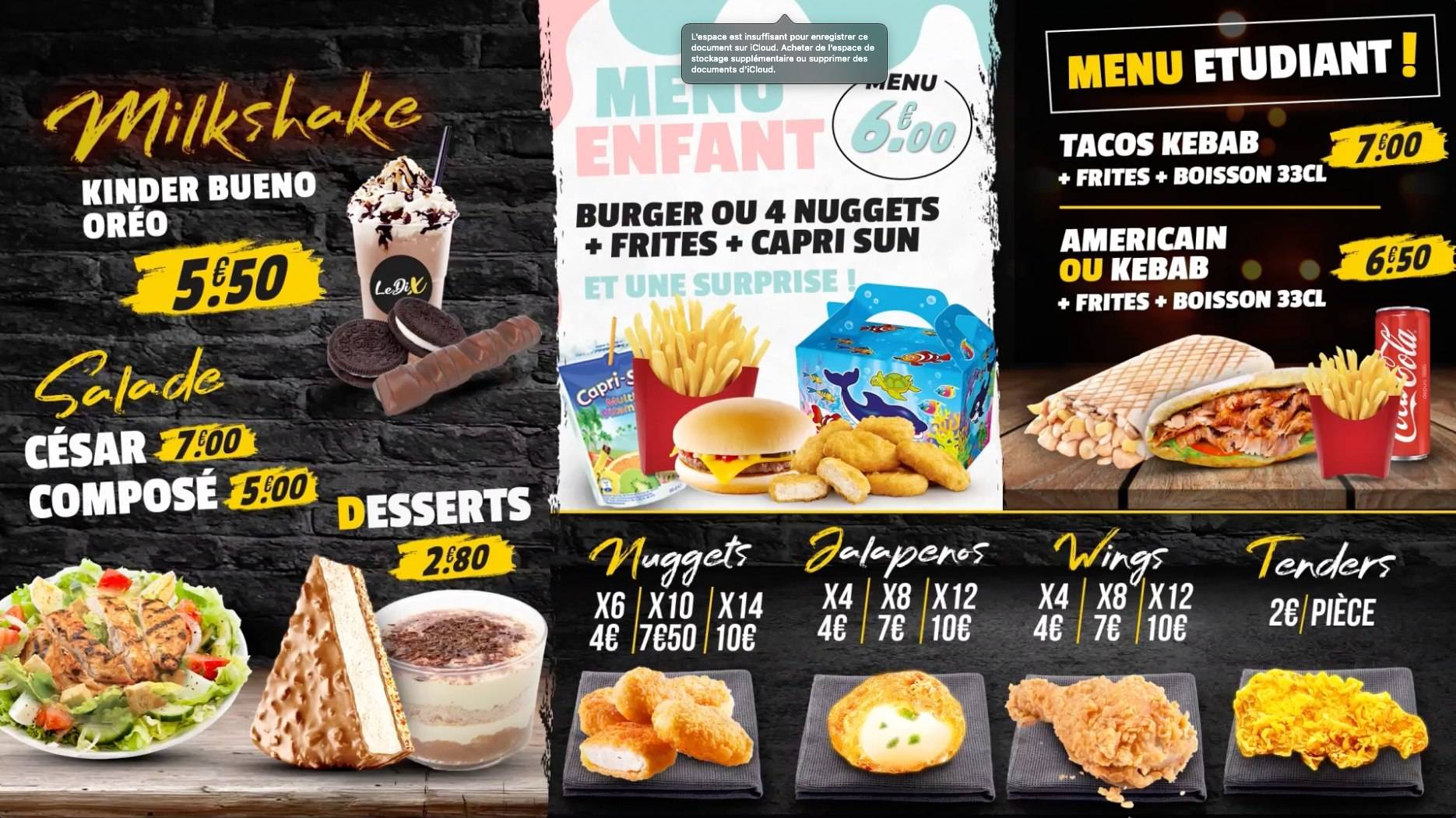 Le Dix Rombas (Fastfood) меню