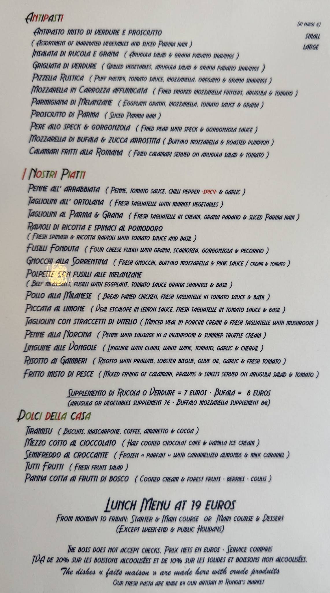 Le Rusti меню