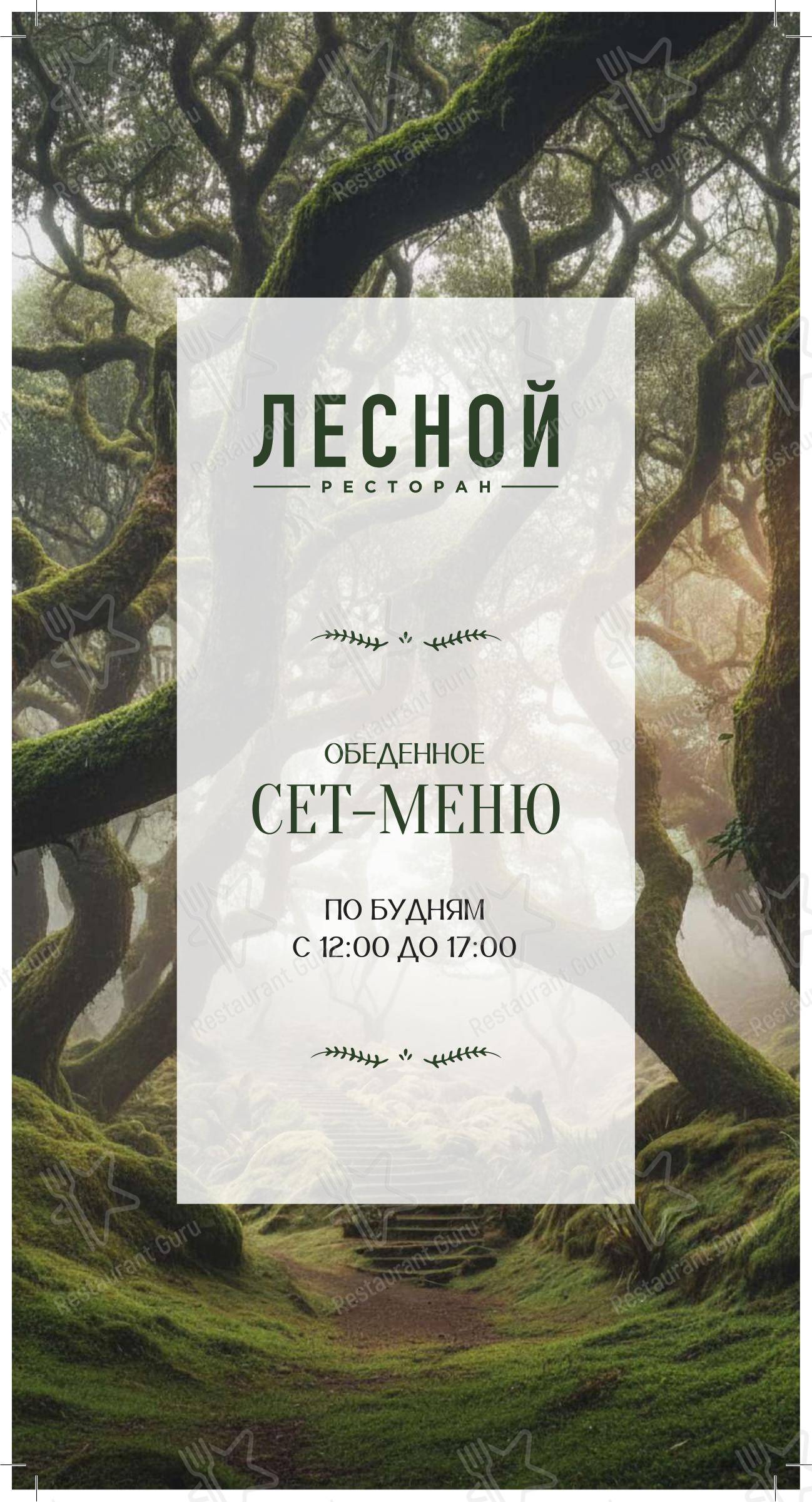 Меню напитков ресторана Лесной