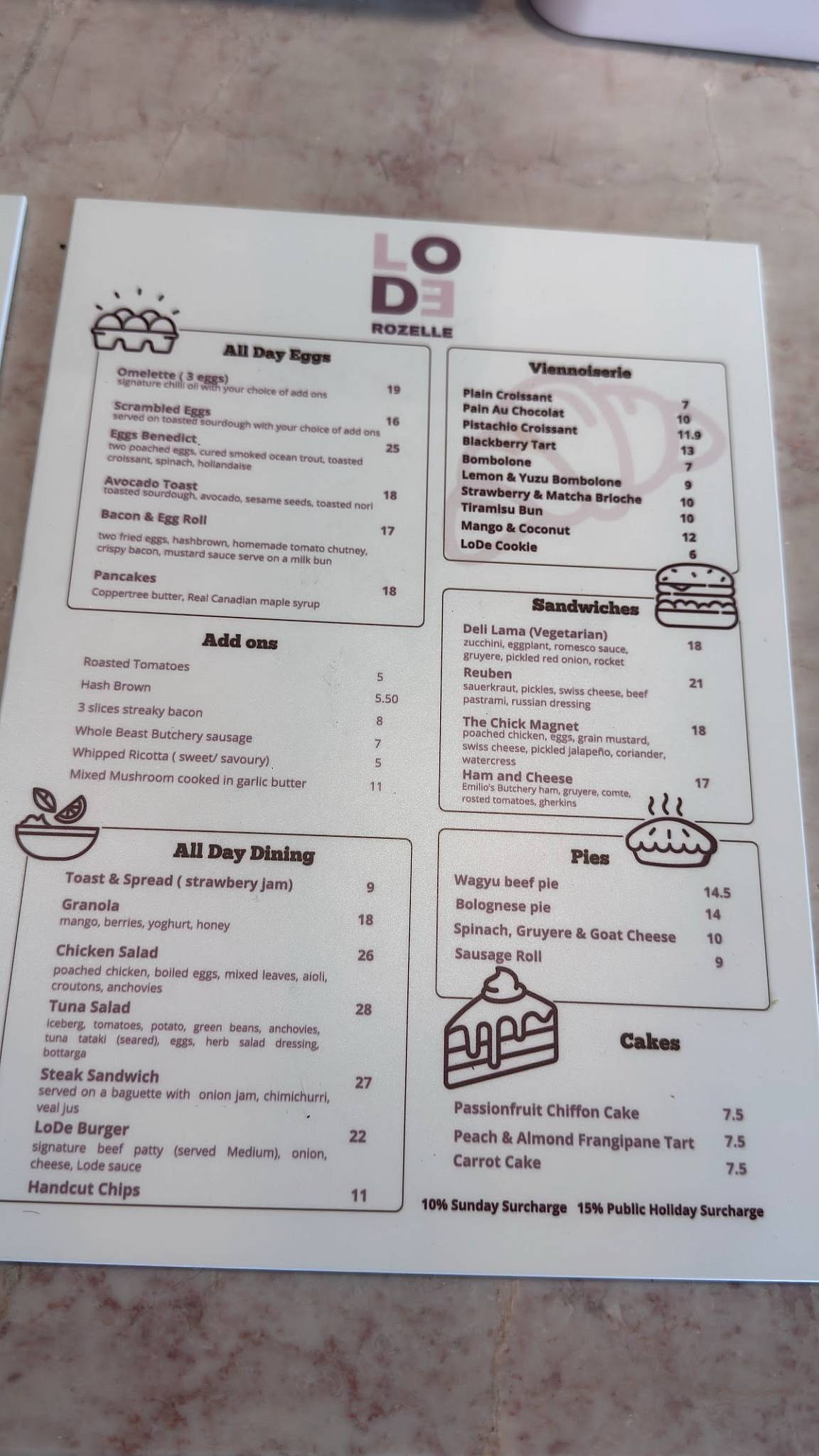 Lode Pies & Pastries Rozelle меню