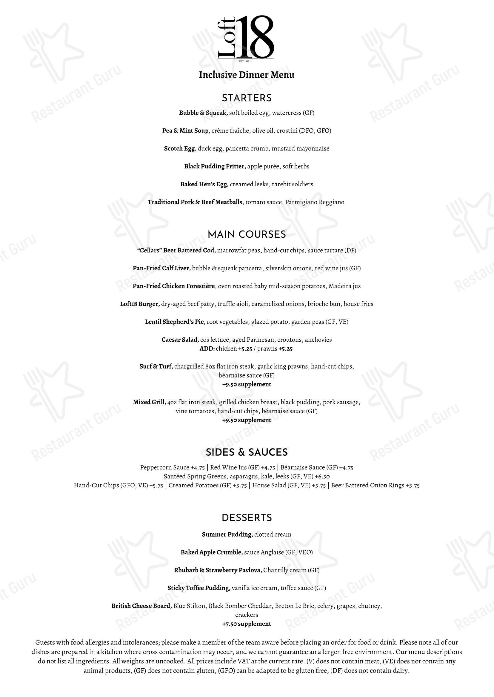 Takeaway Menu Loft18