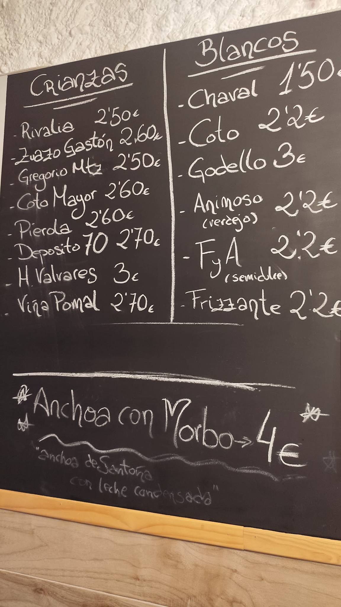 Bar Calderas меню