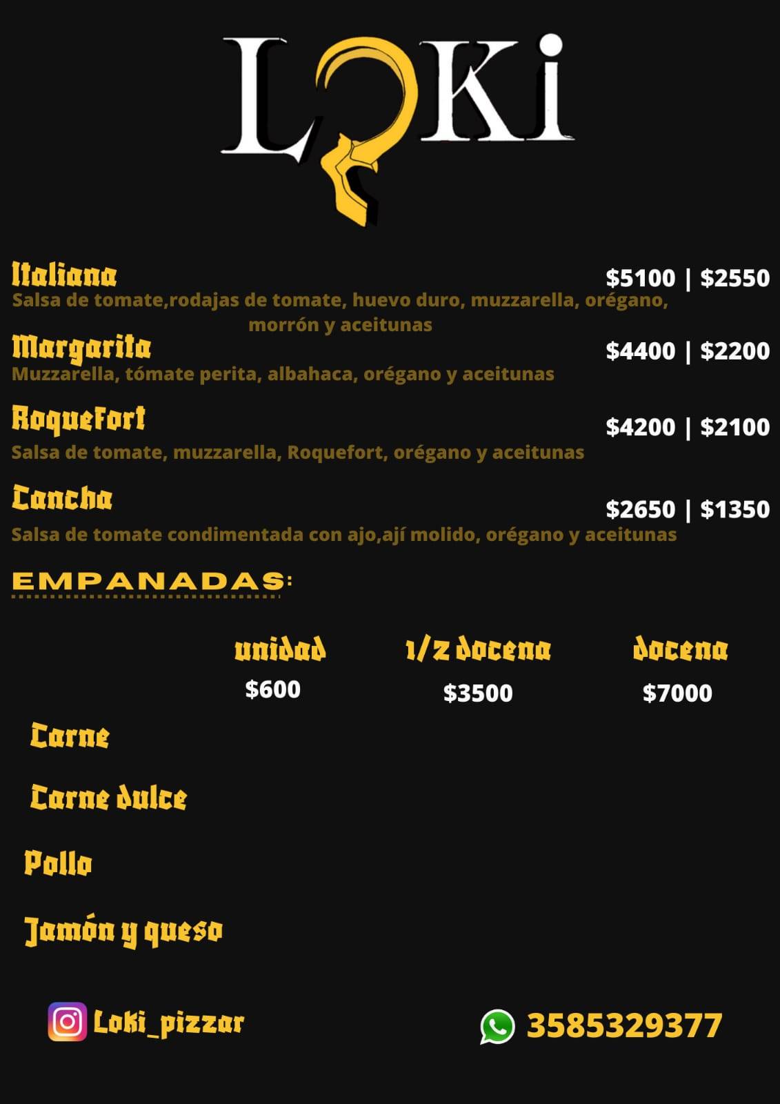 Loki Pizzar меню