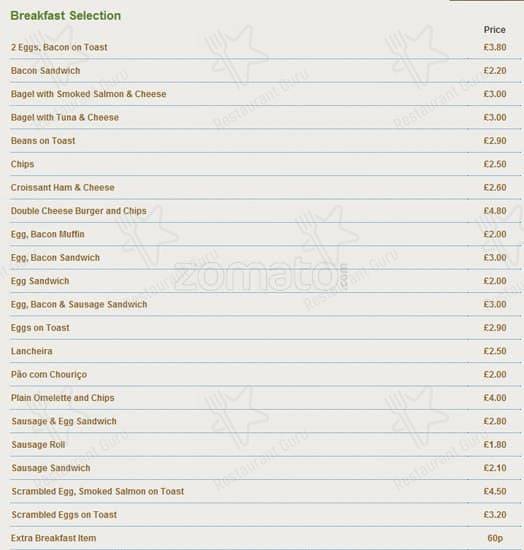Madeira Cafe меню