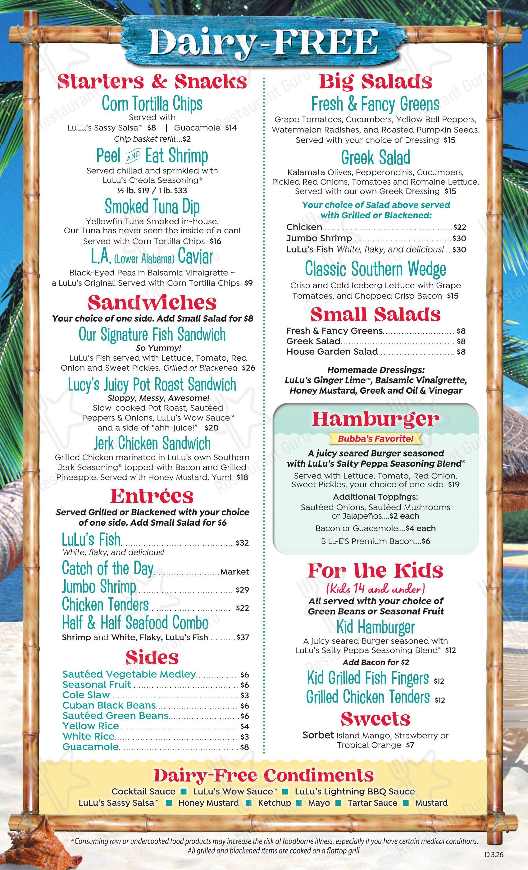 LuLu's Gulf Shores в Галфе Шорс - Меню напитков