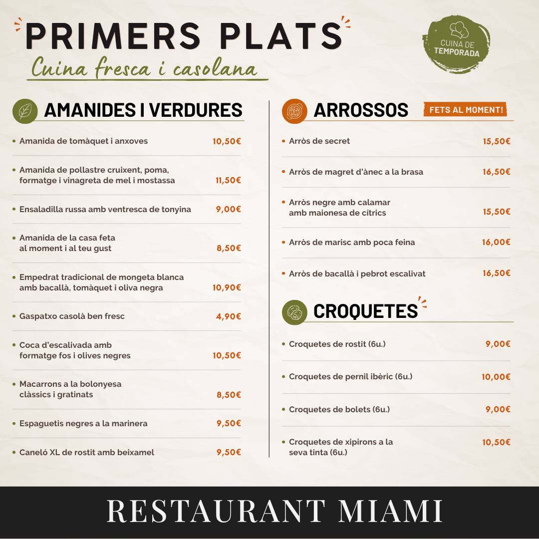 MIAMI - Bar y Restaurante меню
