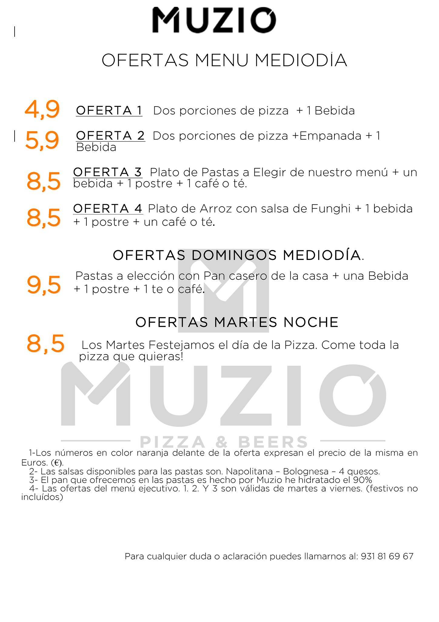 MUZIO меню