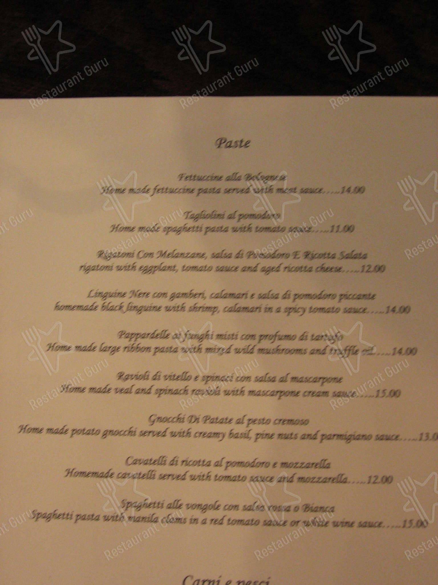 Mangia Bistro меню