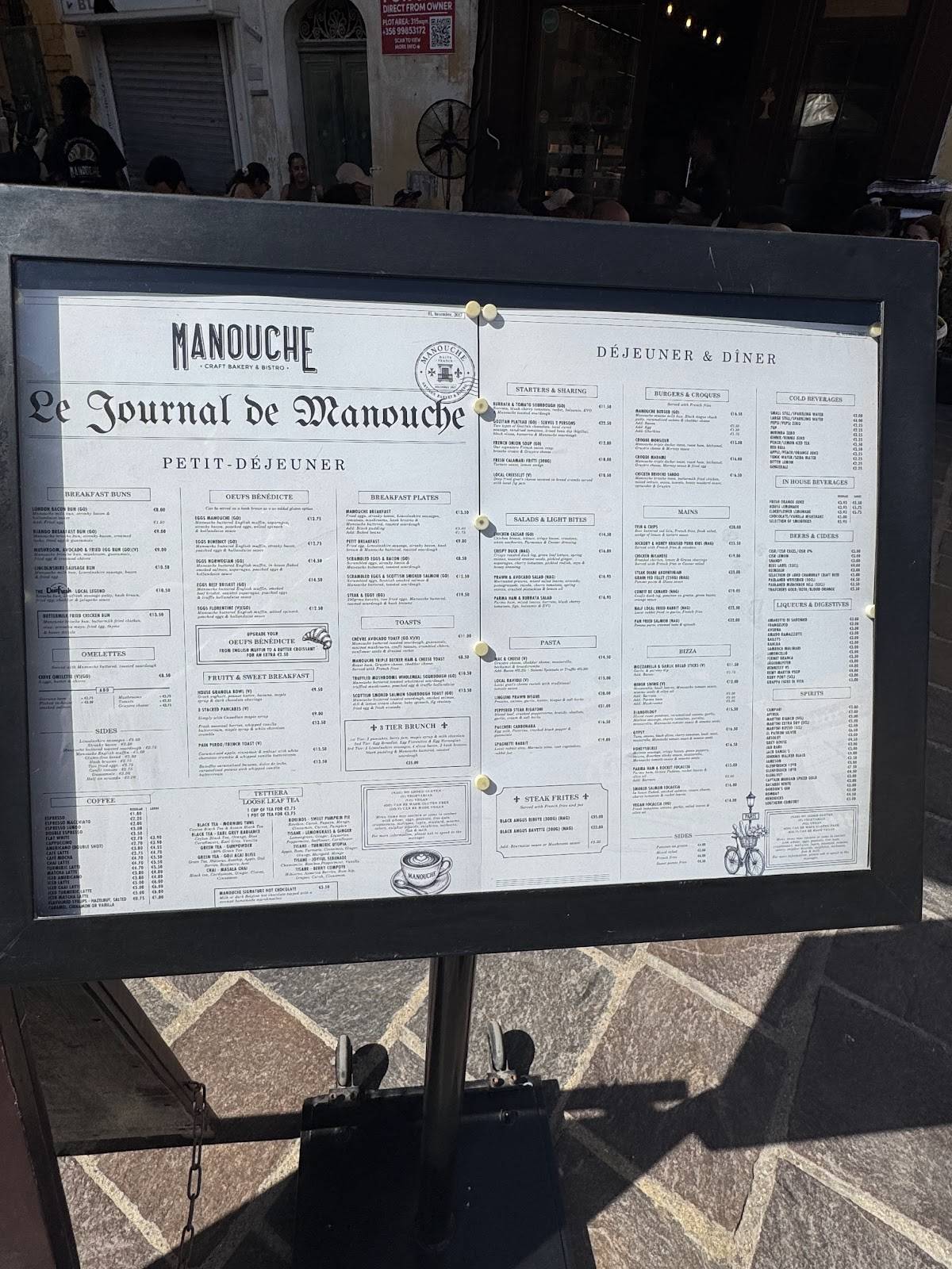 Manouche Craft Bakery & Bistro Gozo меню
