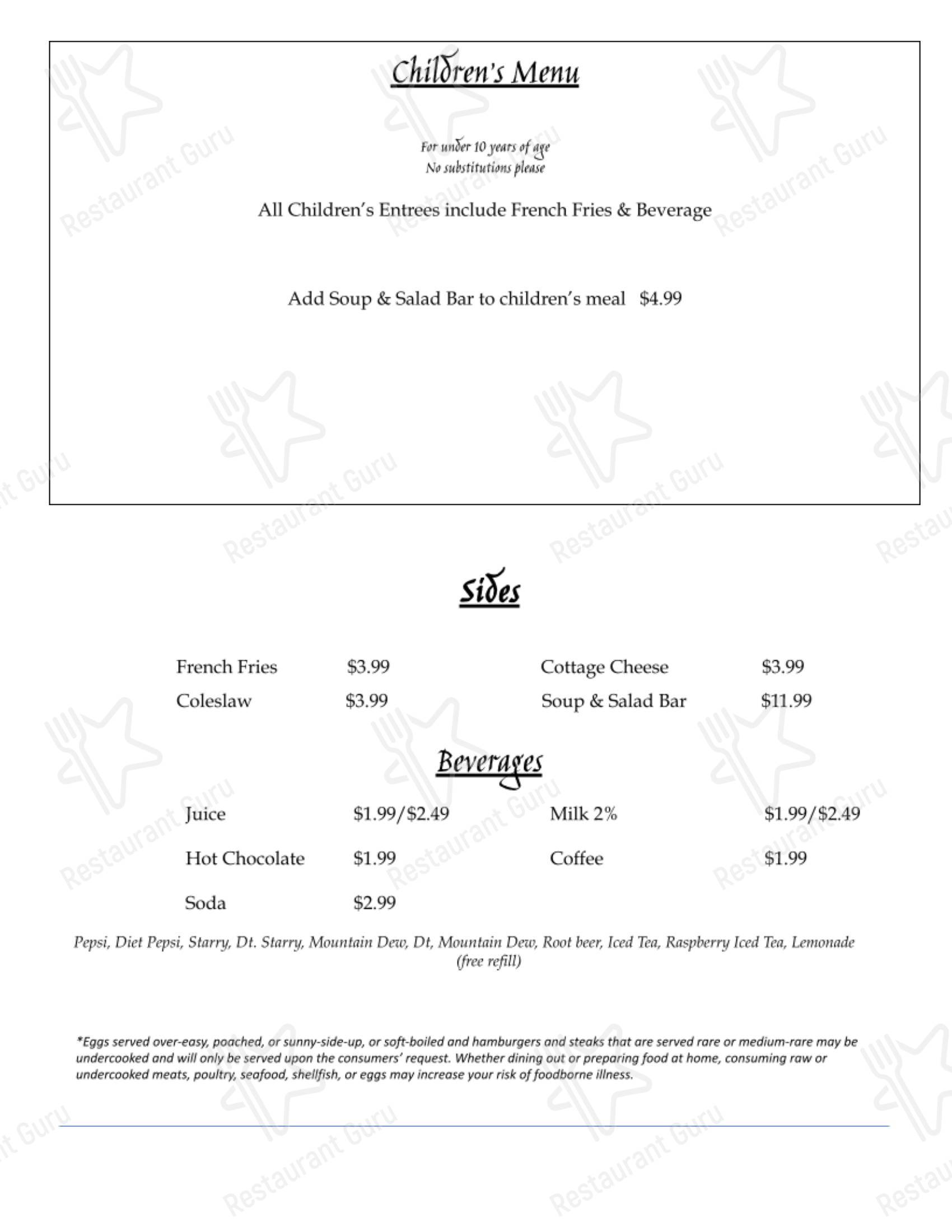 Меню клуба Maple Tree Supper Club
