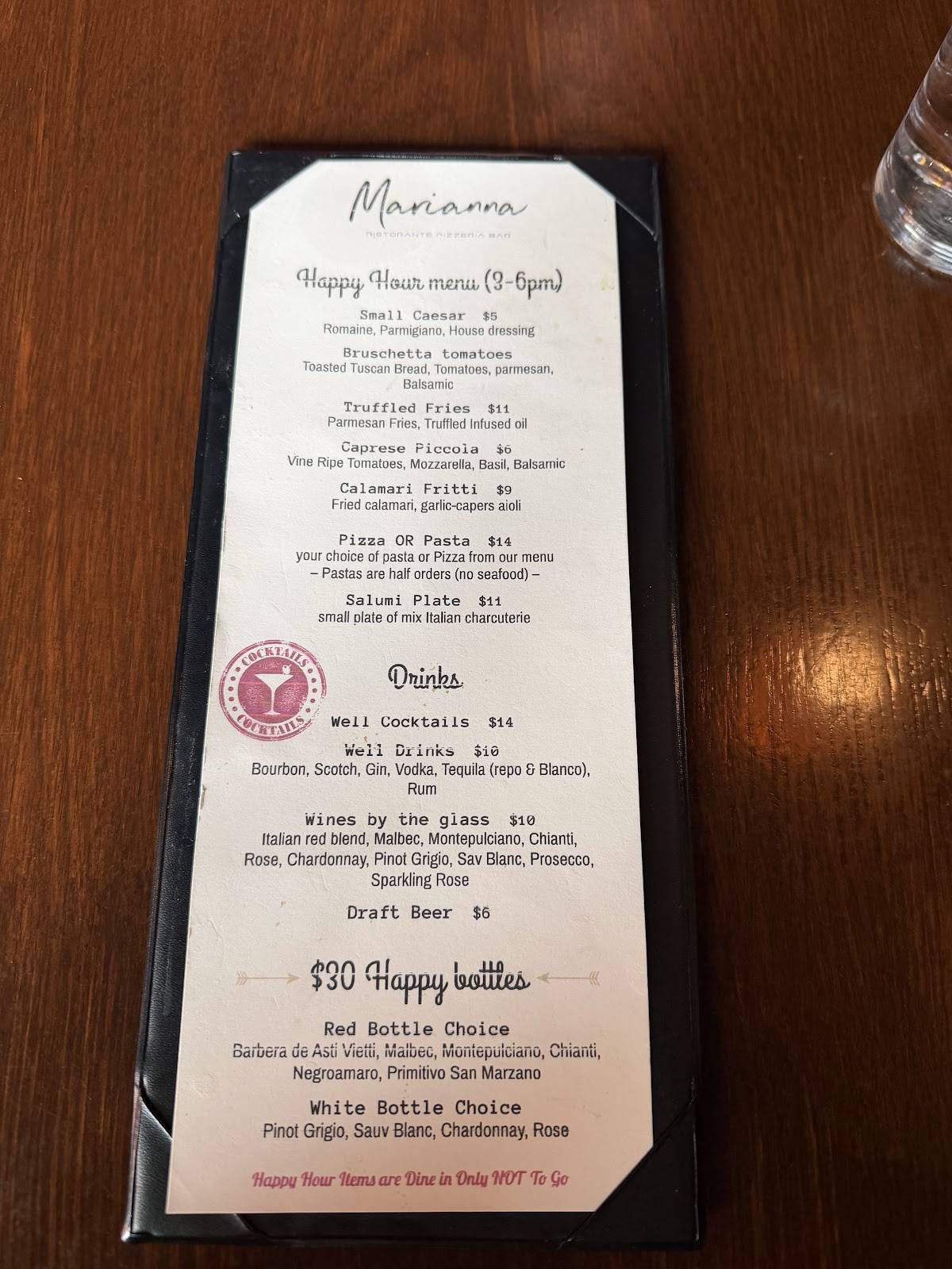 Marianna Ristorante меню