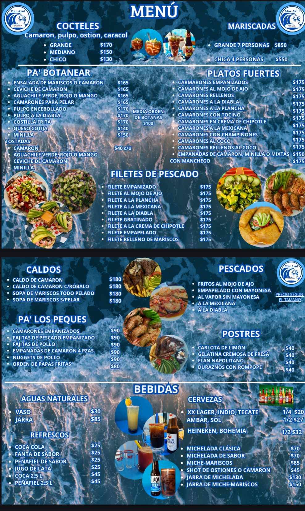 Mariscos Mar Azul меню