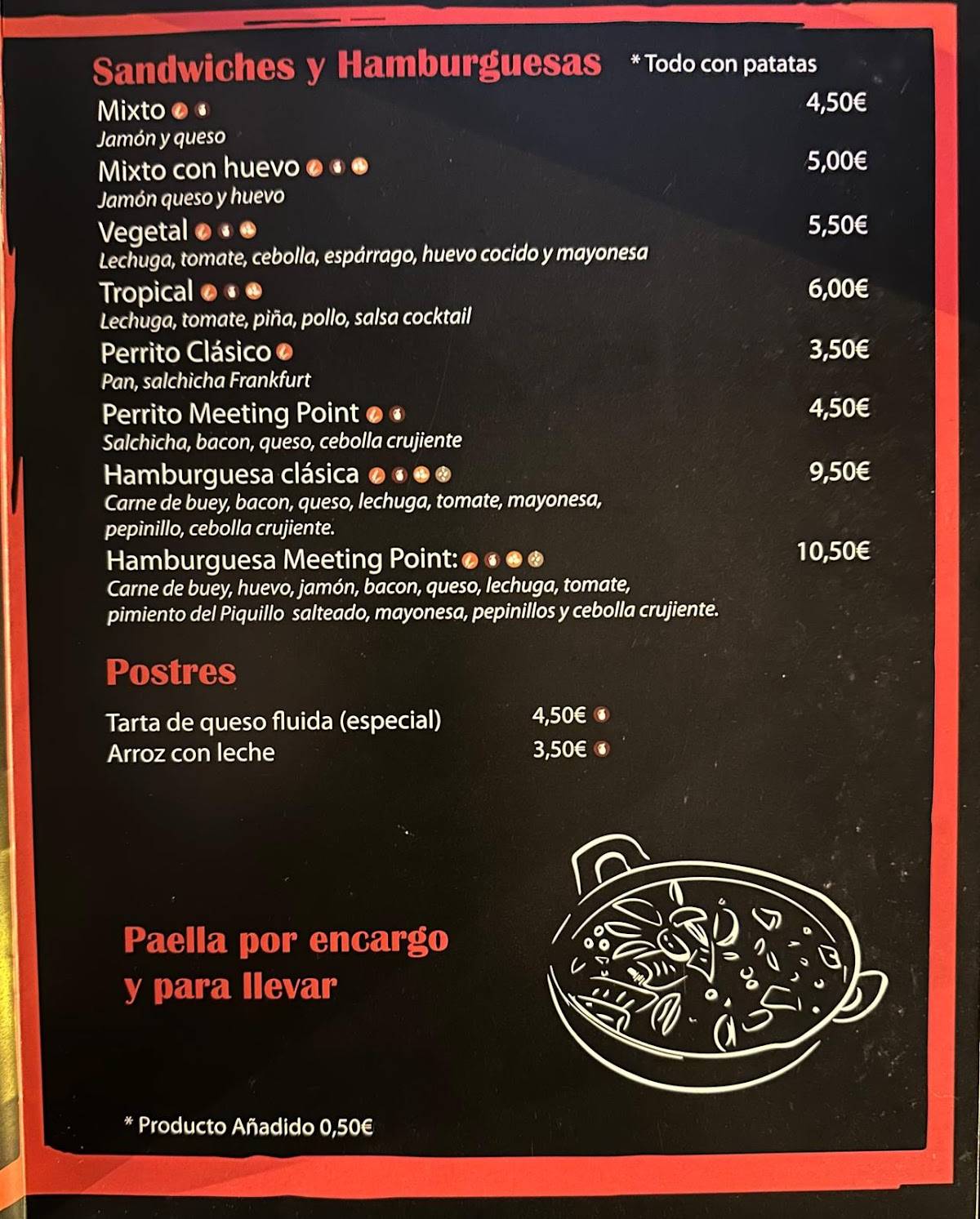 Meeting point Las Rozas меню