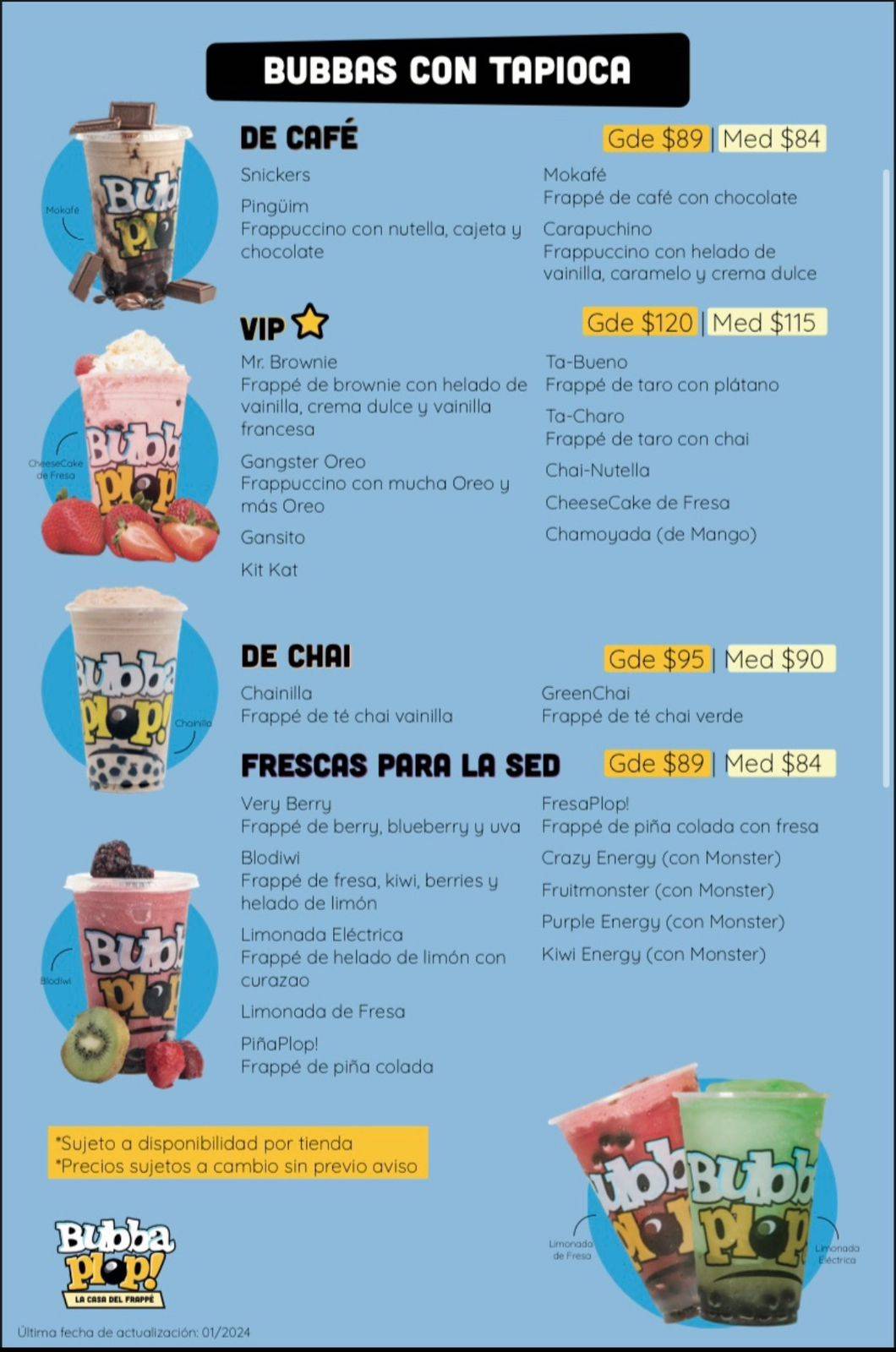 Bubbaplop! Villas - Frappés con Tapioca меню