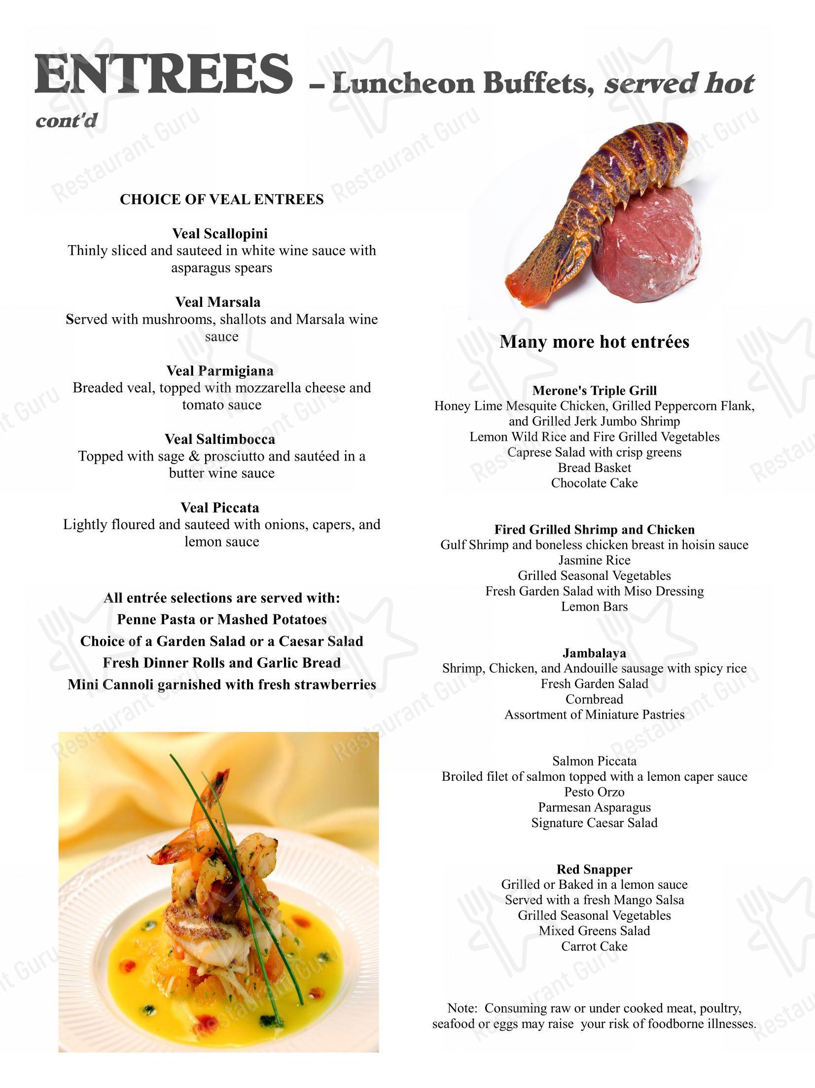 Меню ресторана Merone's Catering - Меню