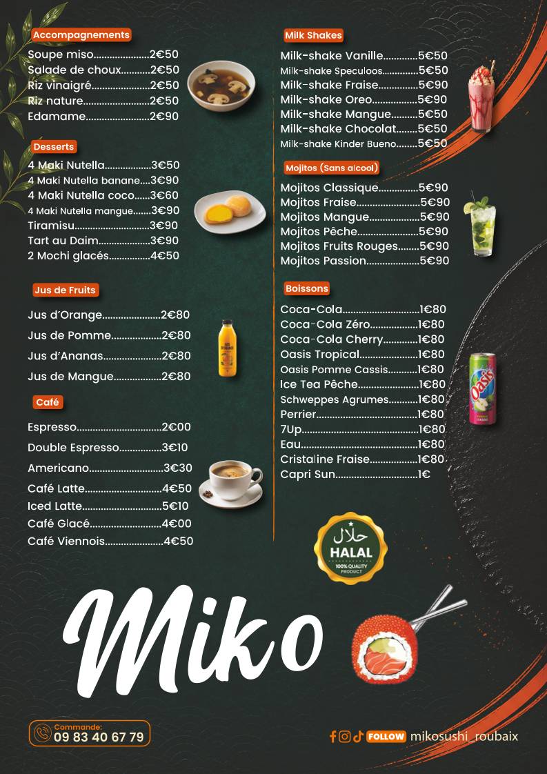 Miko SUSHI ROUBAIX меню