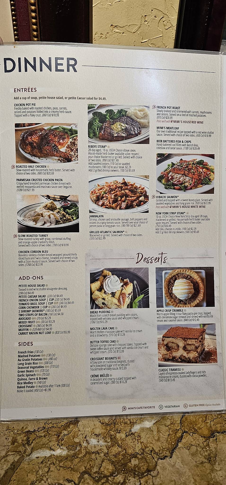 Mimi's Cafe меню