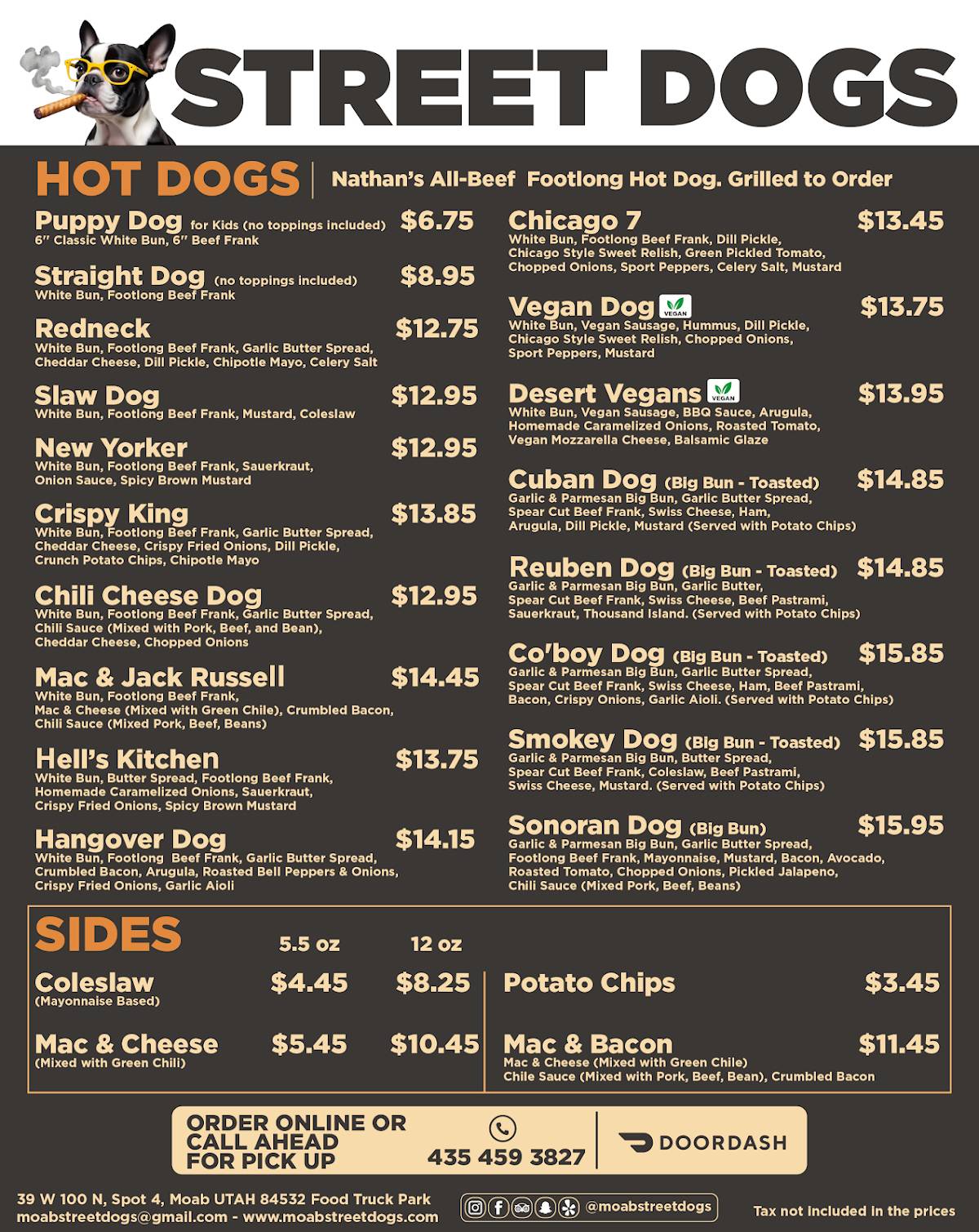 Moab Street Dogs меню