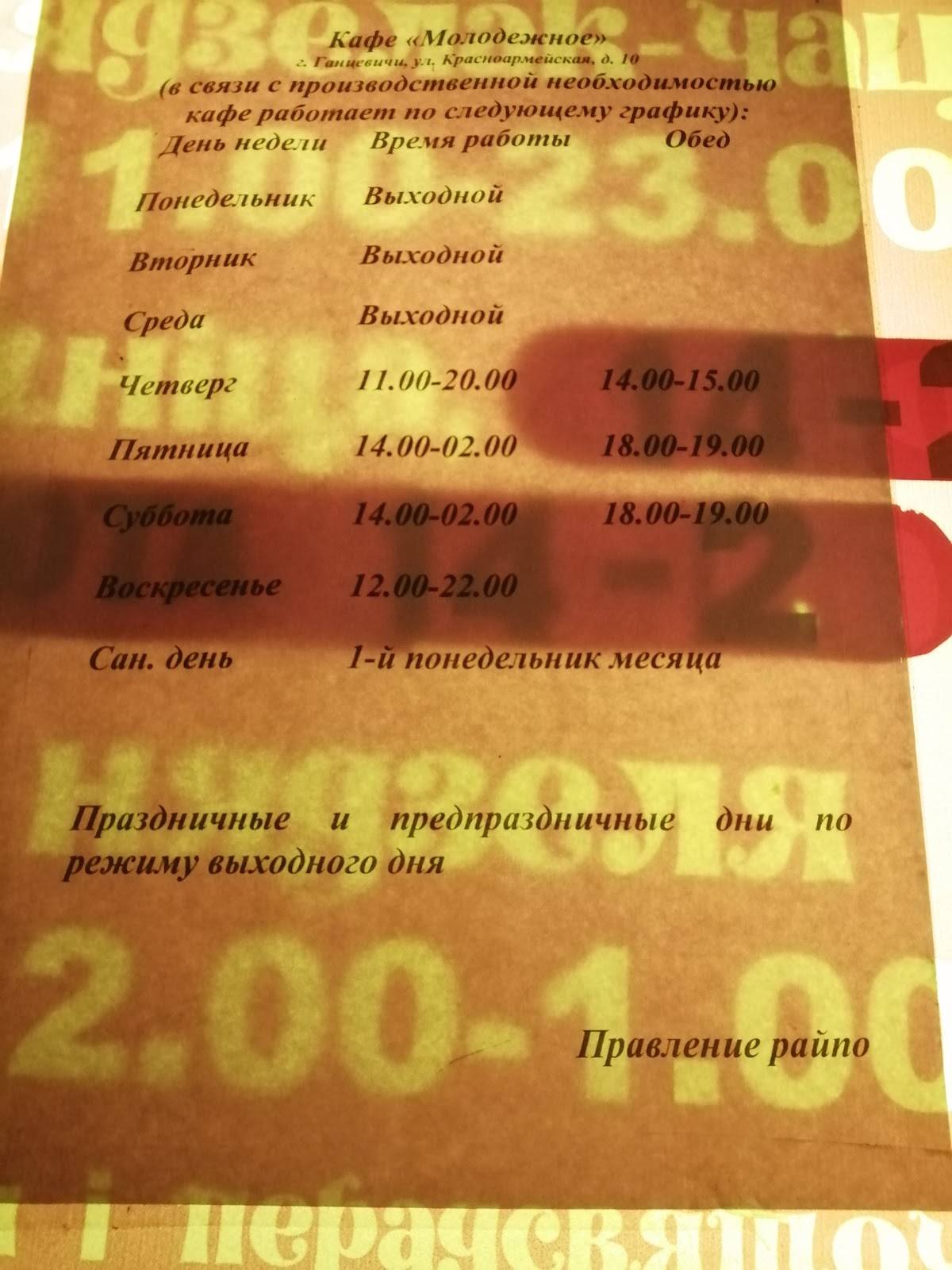 Молодежное меню