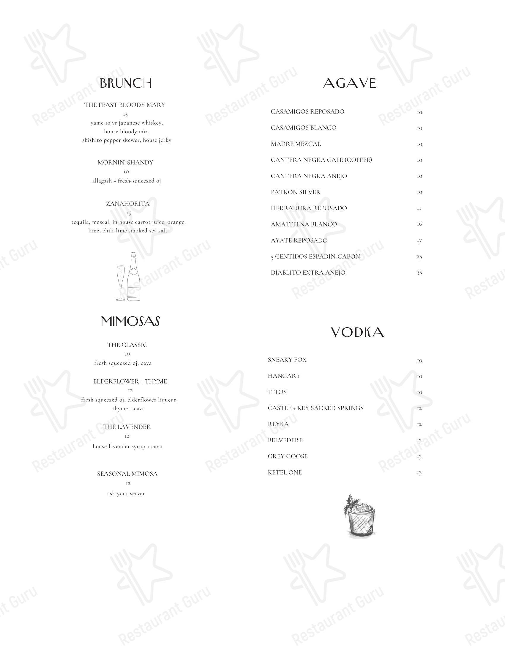 菜单 кафе Moveable Feast + Company