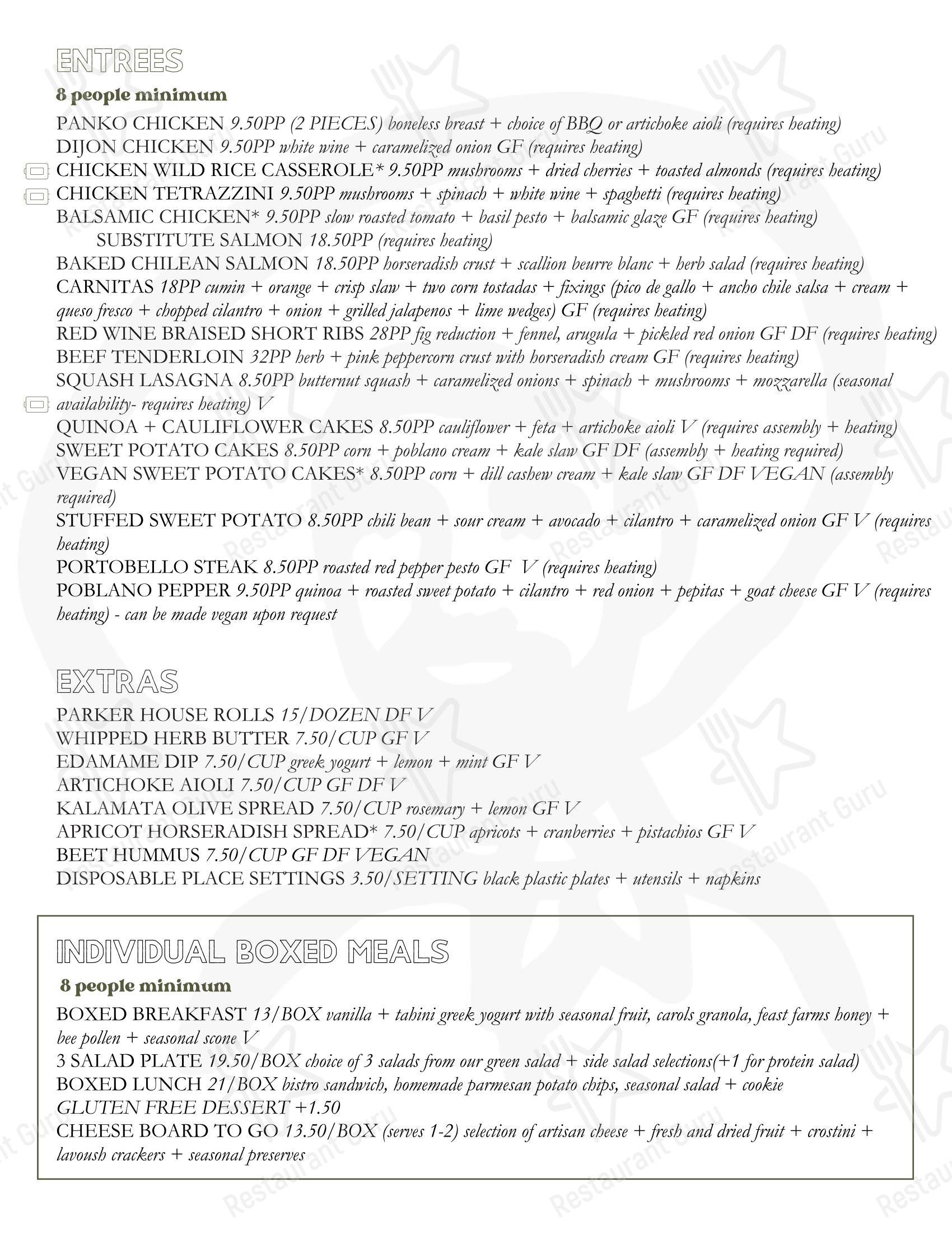 Меню кафе Moveable Feast + Company - Меню напитков