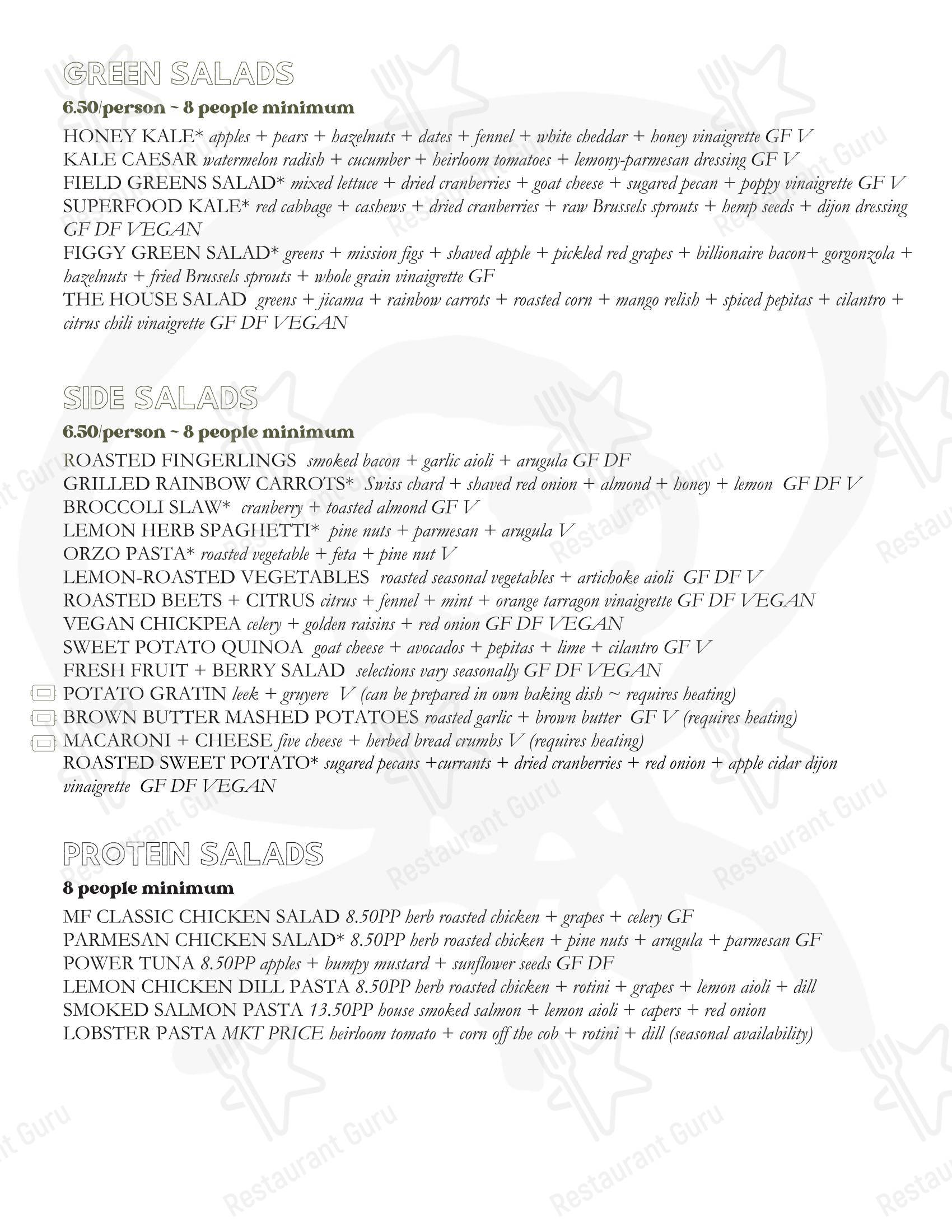 Меню напитков кафе Moveable Feast + Company