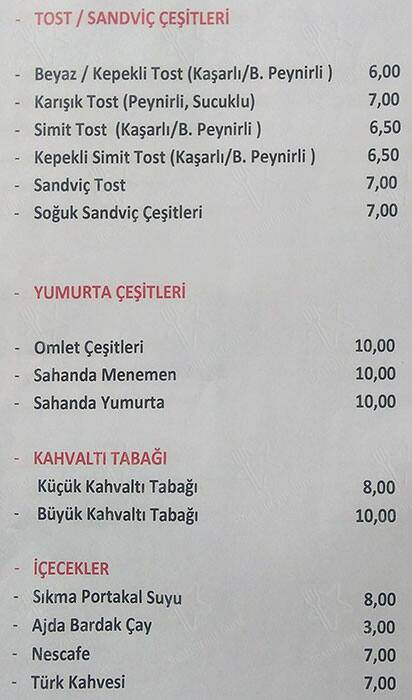 Mutfak Restoran меню