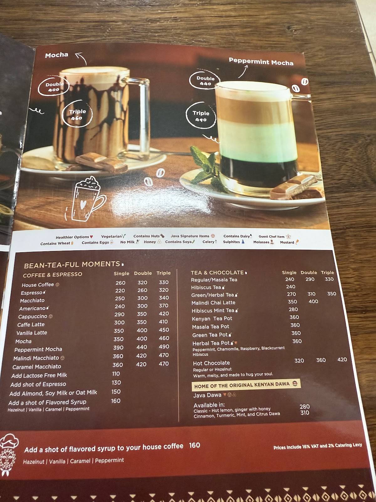 Java House - Sarit Centre меню
