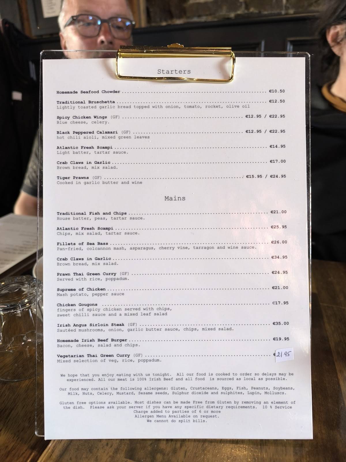 Naughton's Bar меню