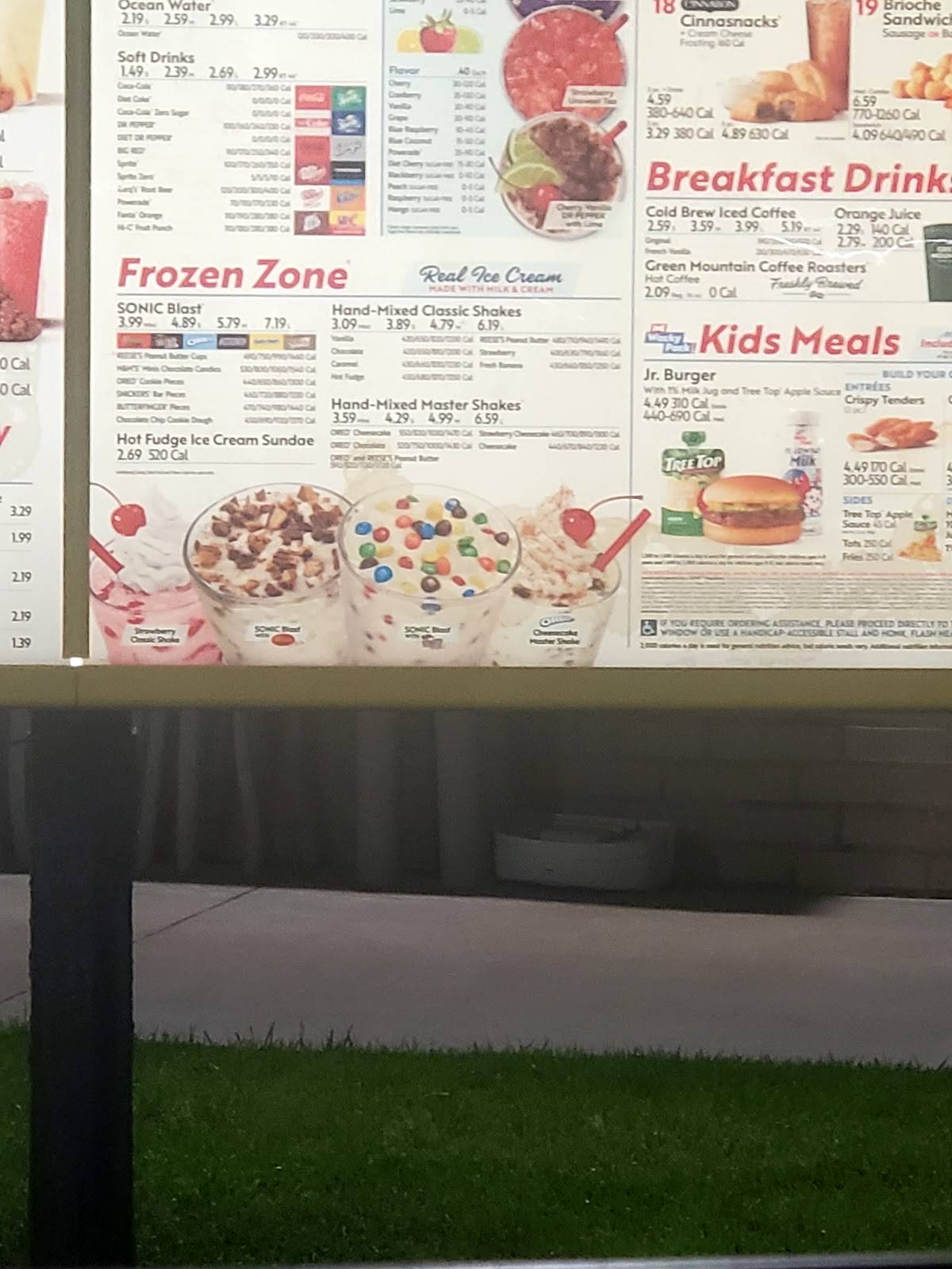 Sonic Drive-In меню