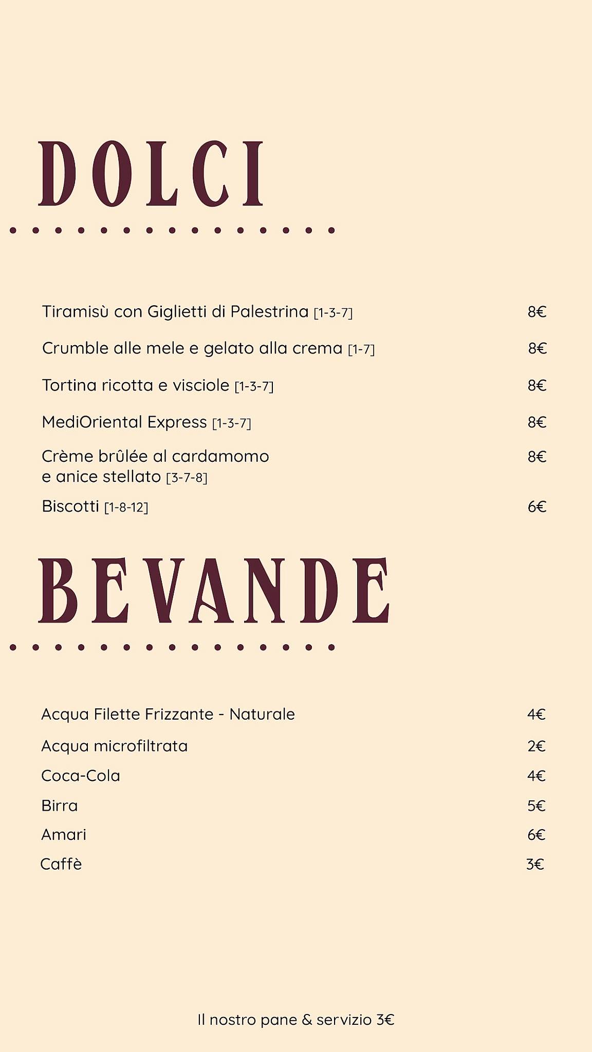 Osteria Mirabello меню