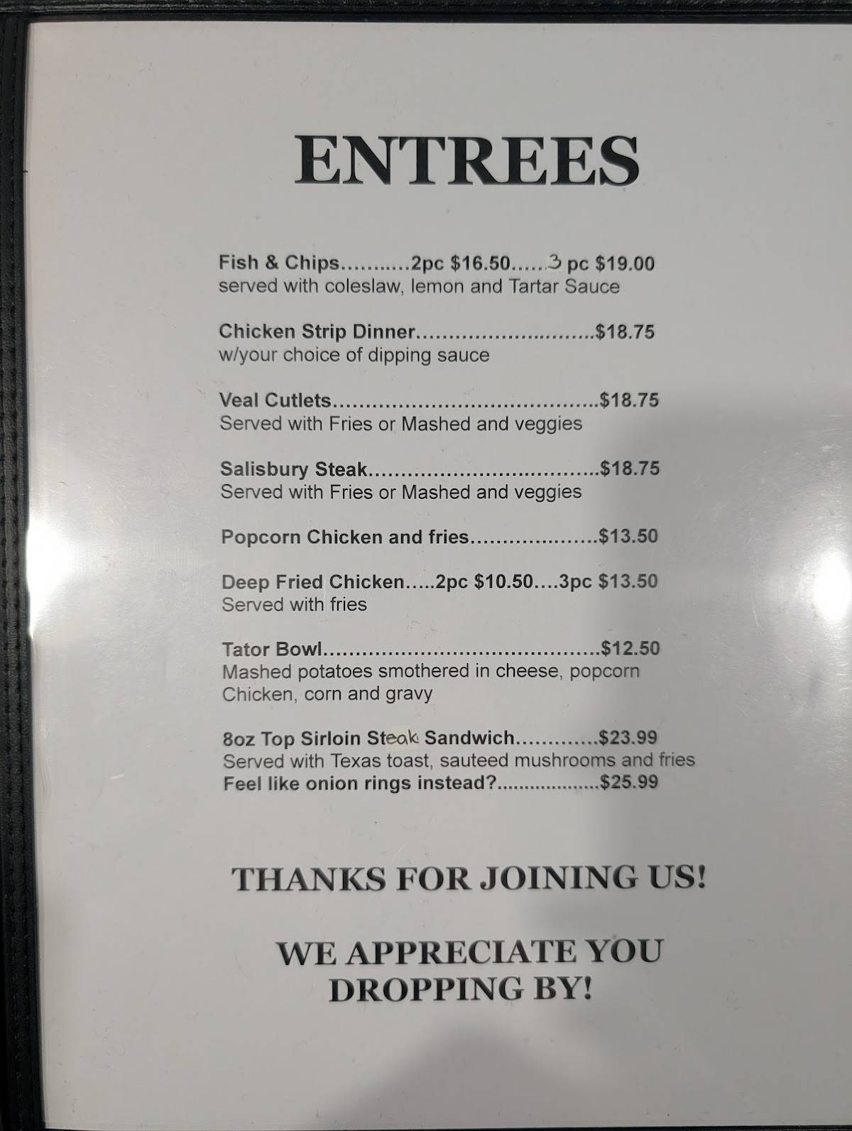Outback Country Kitchen меню