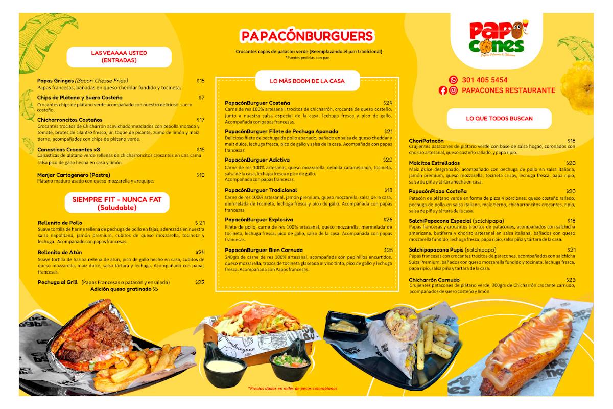 PAPACONES COMIDA RAPIDA GOURMET меню