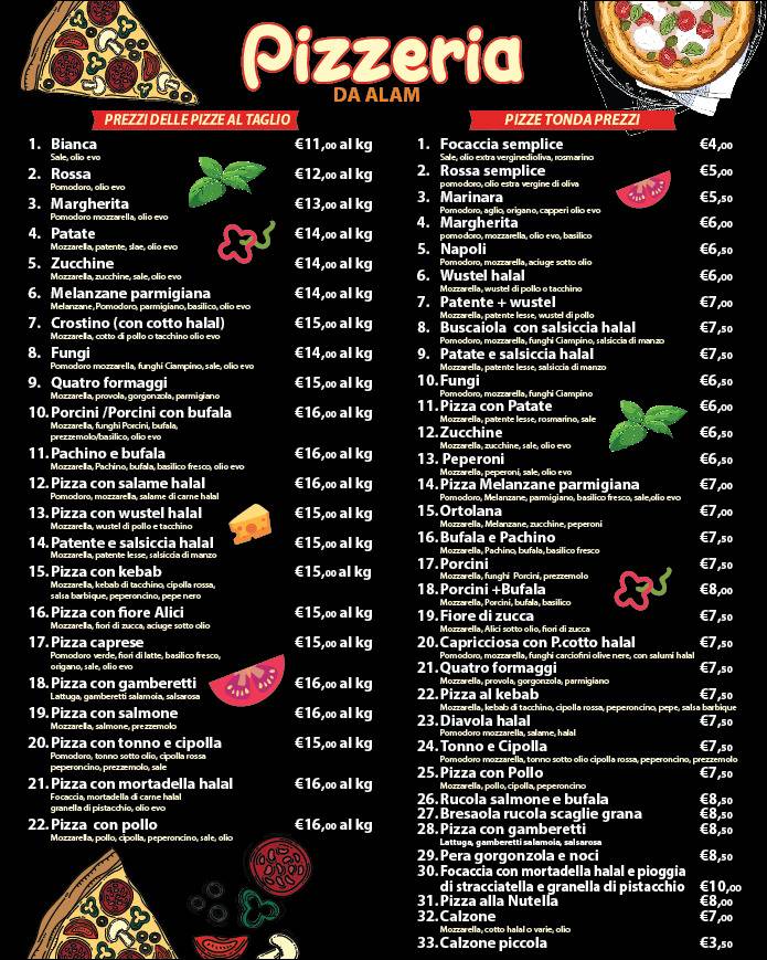 PIZZERIA DA ALAM меню