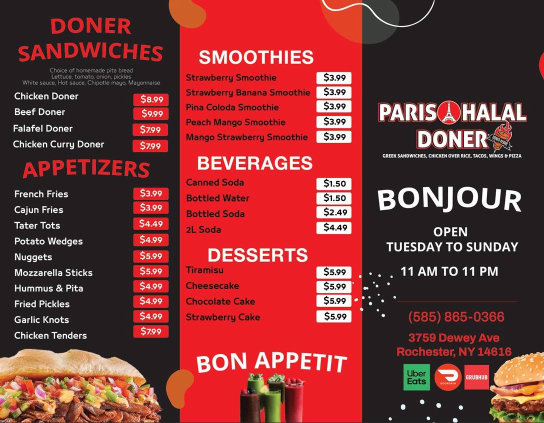 Paris Halal Doner меню