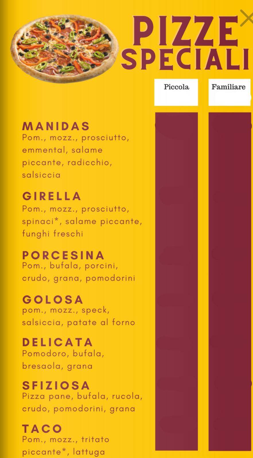 Manidas Pizzeria & Barbecue меню