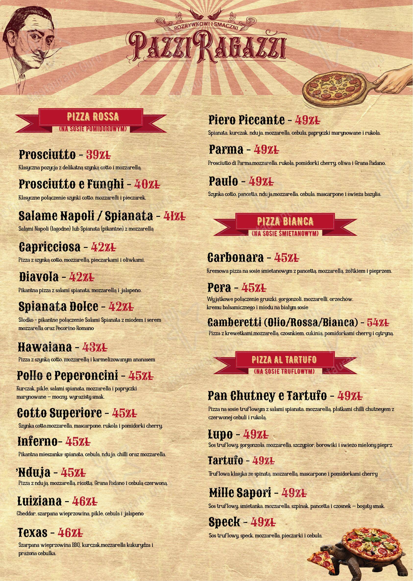 Lunch Menu ресторана Pazzi Ragazzi Gdańsk Osowa