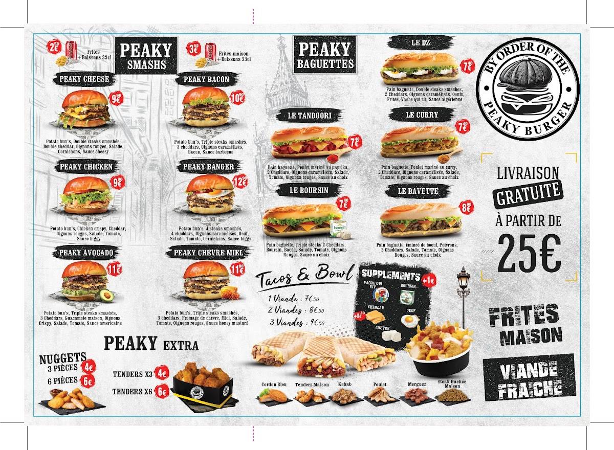 Peaky burger меню