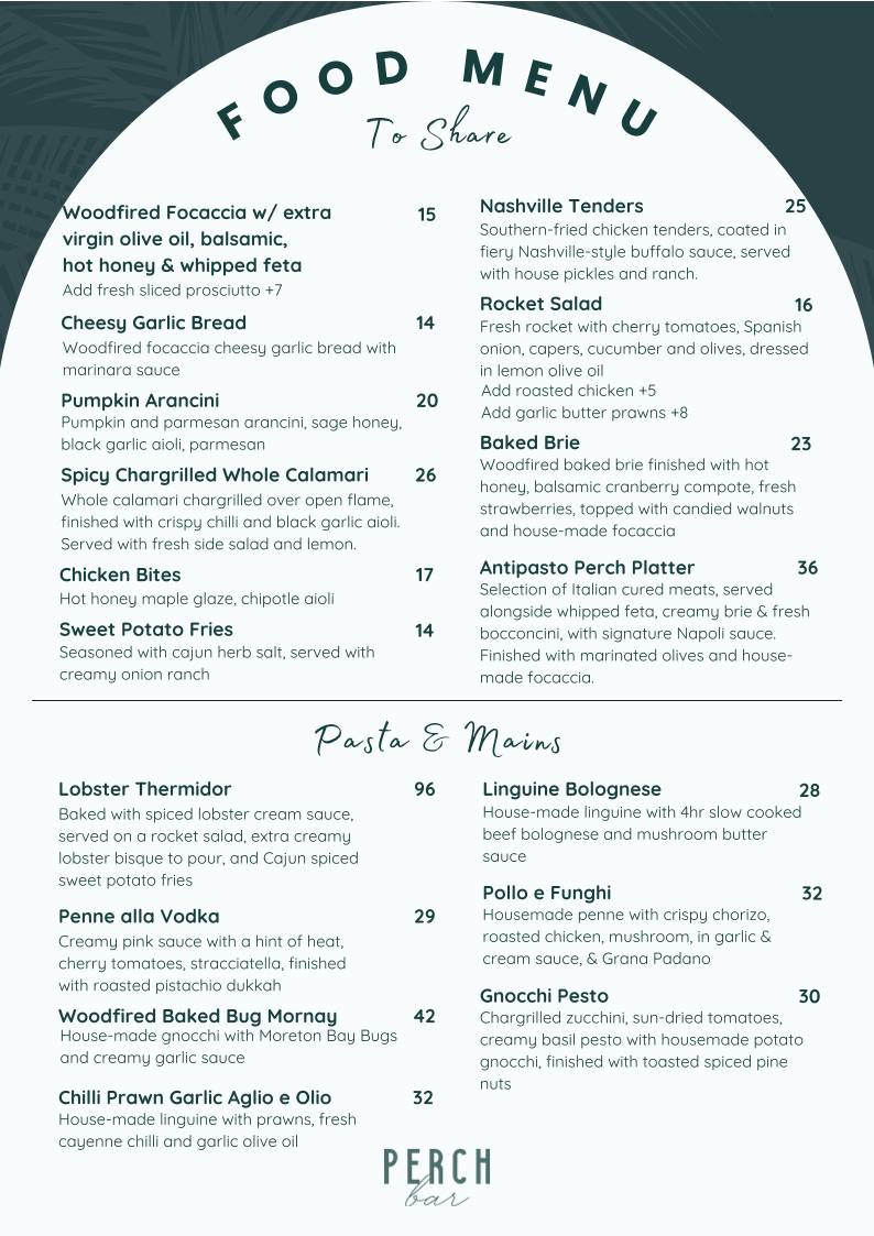 Perch Bar меню