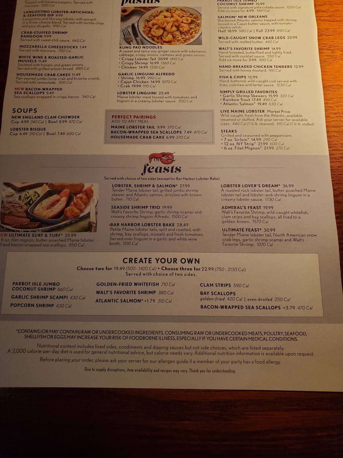 Red Lobster меню