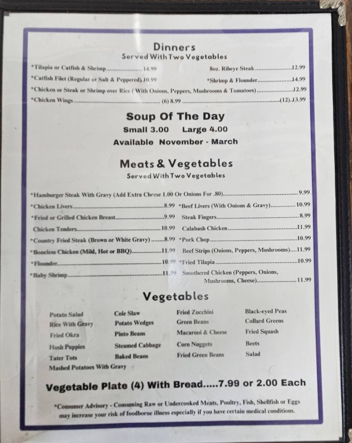 Pete's Drive In меню
