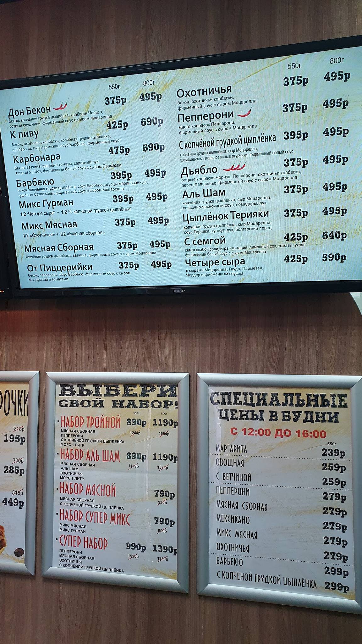 Пиццерийка меню