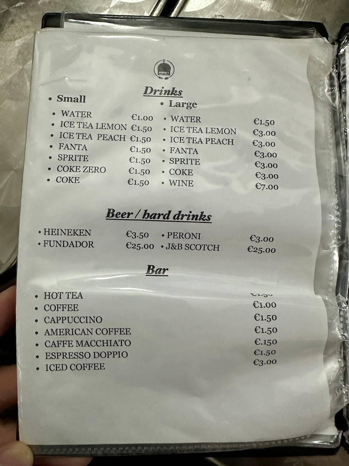 Pinoy Ristorante меню